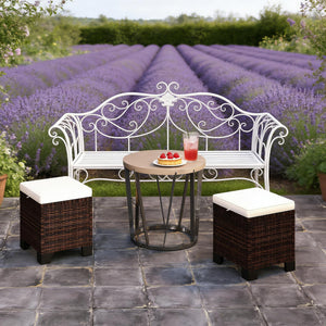 English Elm Outdoor Wicker Ottoman Set of 2 Hand Woven Pe Cube Stools for Patio or Poolside Beige,Brown T3971P443548
