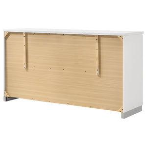 English Elm Dulcey High-Gloss Six-Drawer Dresser with Sleek Metal Accents and Spacious Storage for Bedrooms Gloss White B062P378384