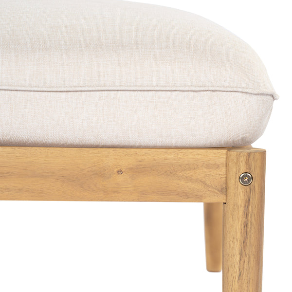 English Elm Terassi Solid Acacia Outdoor Ottoman with Padded Beige Cushion for Patio Seating N775P372830T