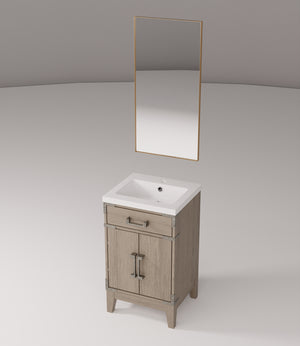 English Elm Grey Oak Single Bath Vanity Set With Acrylic Countertop & Mirror - Ideal For Small Spaces! B2731S01450