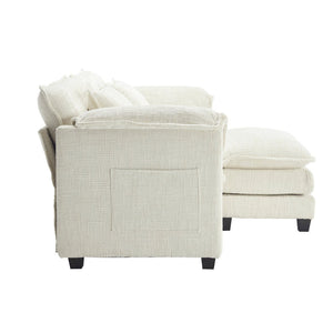 English Elm United Cozy Two-Seat Chenille Sofa With Detachable Armrests, Footstools, And Side Pockets For Comfort P2 W1568S00137-GIGA