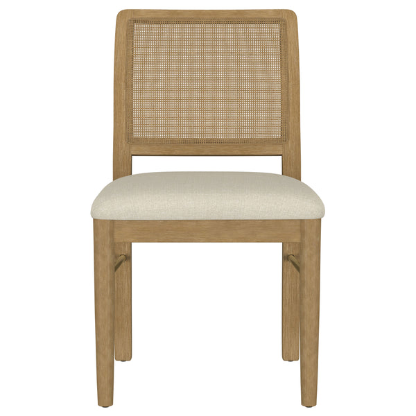 English Elm Benson Sand Wash Cane Dining Side Chairs Set of 2 — Handwoven Cane Backs, Beige Linen Seats, Cream Finish B062P374114