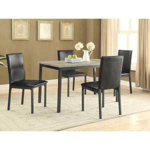 English Elm Macy Modern 5-Piece Dining Set in Black Metal & Grey Wood Top with Faux-Leather Chairs, Sleek Design B062S00896
