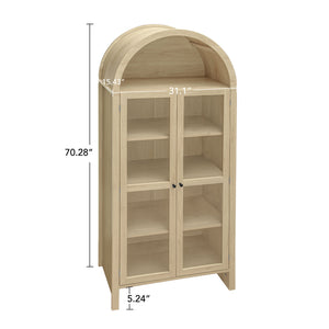 English Elm 70.28" Tall Arched Kitchen Pantry - Modern Farmhouse Cabinet With Adjustable Shelves For Versatile Storage W688P204446