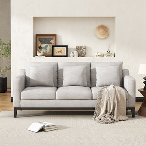 English Elm Mirod Three Seat Sofa Birch Legs Pocket Spring Support Contemporary Living Room Grey N760P243326E