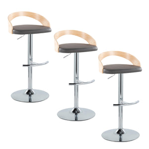 English Elm Adjustable Swivel Barstools Set of 3 Faux Leather Chrome Base Kitchen Counter Seating B202S02032