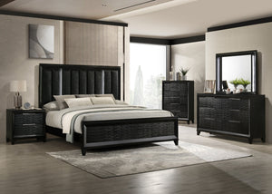 English Elm 1pc Solid Wood Five Drawer Tall Chest Black Textured Finish Bedroom Storage Column B2741P486339