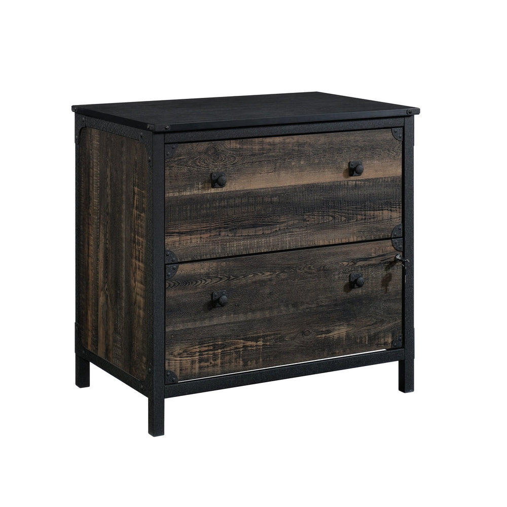 English Elm Lateral File Cabinet - Brown Engineered Wood With Metal Frame For Secure, Organized Workspace Solutions B356P402709