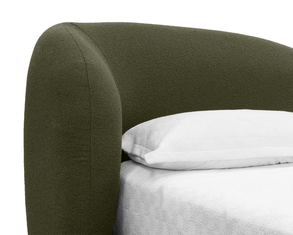 Sunpan ESME Bed - Luxurious King Size Design in Soft Copenhagen Olive Boucle for Ultimate Comfort & Style 112631