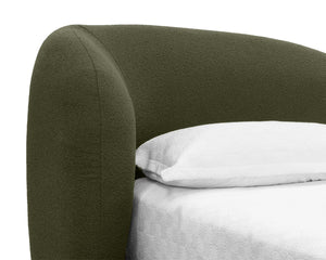 Sunpan ESME Bed - Luxurious King Size Design in Soft Copenhagen Olive Boucle for Ultimate Comfort & Style 112631
