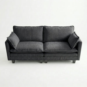 English Elm Modern Chenille Upholstered Loveseat with Usb Ports and Pockets for Compact Living Black W2519P486088