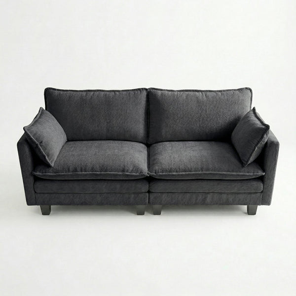 English Elm Modern Chenille Upholstered Loveseat with Usb Ports and Pockets for Compact Living Black W2519P486088