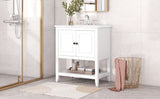 English Elm 30" White Modern Sleek Bathroom Vanity Elegant Ceramic Sink With Solid Wood Frame Open Style Shelf & Door Shelf Design