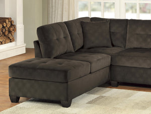 English Elm 2-piece Tufted Microfiber Sectional Reversible Chaise Pocket Coil Modern Living Room Chocolate B011S01323