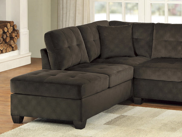 English Elm 2-piece Tufted Microfiber Sectional Reversible Chaise Pocket Coil Modern Living Room Chocolate B011S01323