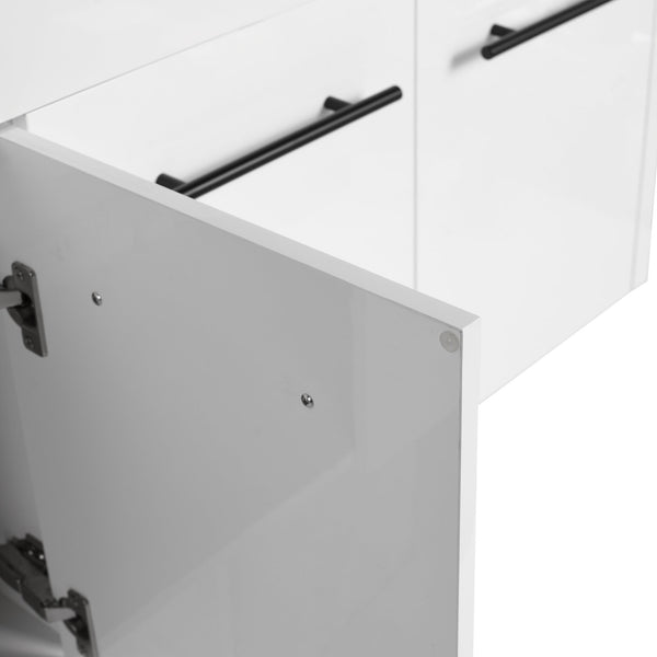 English Elm 60 Inch Wall-mounted Bathroom Vanity Cabinet with Soft-Close Doors, Eco Plywood, Scratch & Water-Resistant Finish Glossy White W999P208036