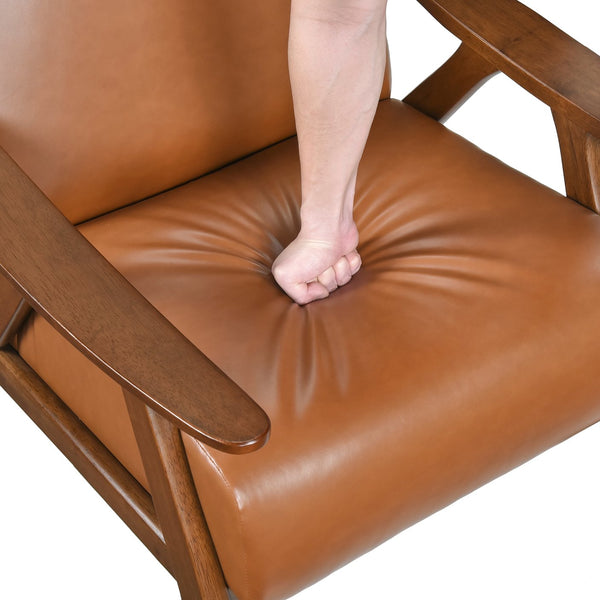 English Elm Modern Velvet Accent Chair with Dark Walnut Angular Frame, Streamlined Mid-Century Comfort Design Brown 35.5 L x 25.5 W x 20 H B011P271958