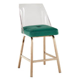 Homelegance By Top-Line Darrion Velvet Counter Height Swivel Stools (Set of 2) Teal Metal