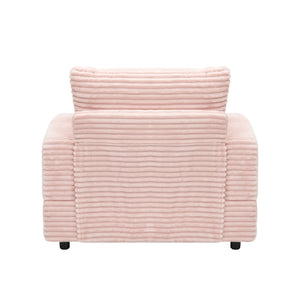 English Elm 39-inch Spring Corduroy Armchair and Ottoman Set with Cup Holder, Plush Sponge Cushions, 350lb Support Pink W1658S00047