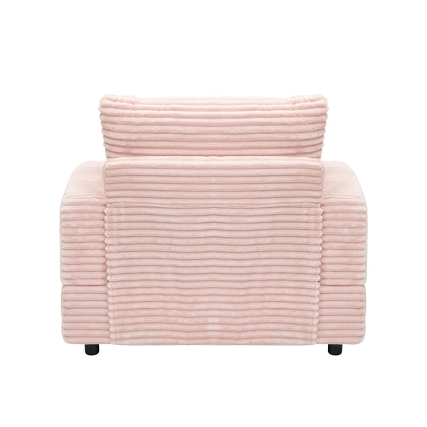 English Elm 39-inch Spring Corduroy Armchair and Ottoman Set with Cup Holder, Plush Sponge Cushions, 350lb Support Pink W1658S00047