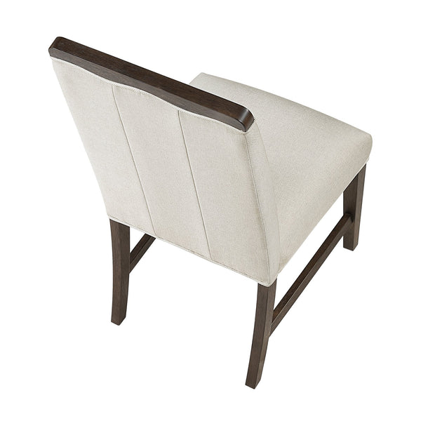 English Elm Contemporary Upholstered Dining Chairs Set of 2 — Beige Textured Fabric, Wire‑Brushed Brown Plywood Frame, 250 lb Capacity B011P355870