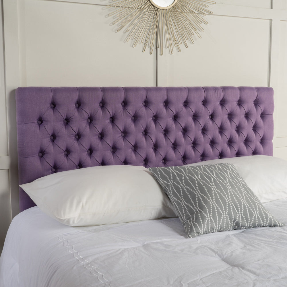 English Elm Christopher Knight Home® - Tufted Upholstered Queen Size Headboard with Button Detail, Adjustable Height, Velvet Finish, Modern Appeal Light Purple 55444.00LPUR