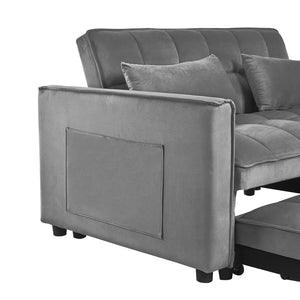 English Elm 3 Velvet Convertible Sleeper Sofa Bed with Pull-Out, Adjustable Back, Side Pockets & Pillows — Dark Gray W2121P289395