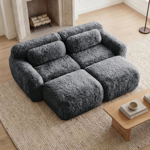 English Elm 80''soft Plush Modular Sectional Sofa with Chaise Deep Seat High Density Foam Living Room Dark Grey W714S01548