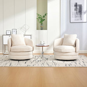 English Elm 30"w Swivel Barrel Accent Chair Chenille Upholstered Club Seat for Living Room Reading Beige W3118P462479
