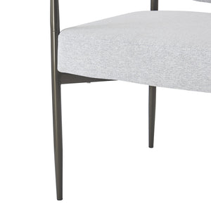 English Elm Modern Upholstered Armchair Set Two Beige Cushioned Seats with Bronze Iron Legs N762P329075A