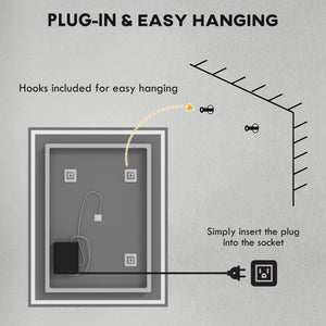 English Elm HOMCOM LED Bathroom Mirror 36"x28" Dimmable Touch Control, 3 Color Temps, Defogging, IP44 W2225P173994