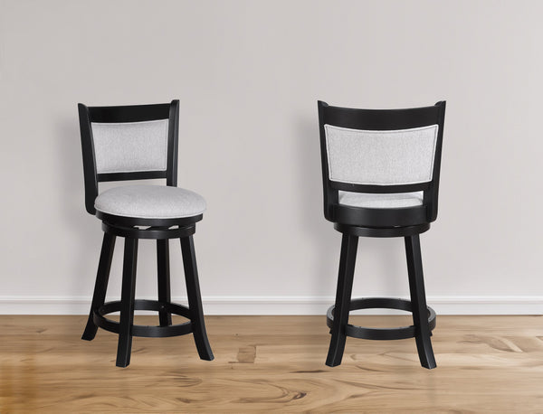 English Elm 2Pc Swivel Pub Stools Set - Elegant Counter Height Chairs With Upholstered Seats For Stylish Dining B011P262365