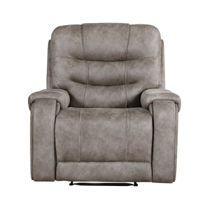 English Elm Grayish Brown Microfiber Reclining Sofa Set Three Piece Plush Living Room Suite B011S01263