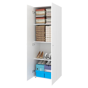 English Elm White 2-Door Tall Wardrobe Cabinet - Stylish Vertical Storage With 4 Adjustable Shelves For Organization B062P373786-GIGA