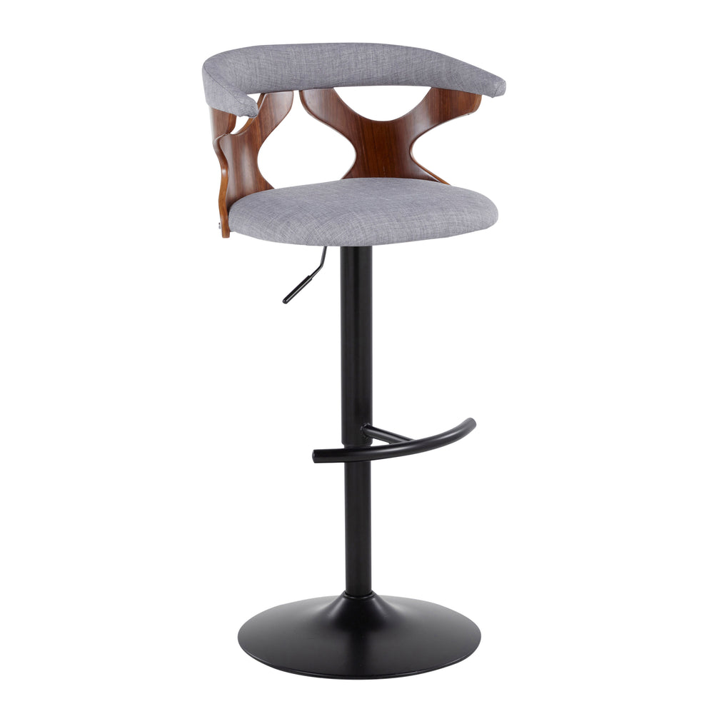 English Elm Gardenia Adjustable Barstool Set Of 2 - Stylish Swivel Design With Light Grey Fabric & Walnut Accents B202S00855
