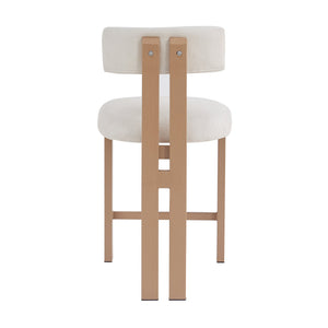 English Elm Christopher Knight Home® - 26.5'' Stylish Round Stools with Low Back - Comfortable Upholstered Seats, Walnut Base, Metal Frame Natural+White N780P236628N