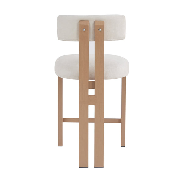 English Elm Christopher Knight Home® - 26.5'' Stylish Round Stools with Low Back - Comfortable Upholstered Seats, Walnut Base, Metal Frame Natural+White N780P236628N