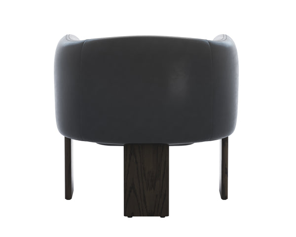 Sunpan Trine Lounge Chair - Luxurious Comfort with Unique Shape and Handcrafted Wood Base for Any Home Style Dark Brown / Vintage Black Night Leather