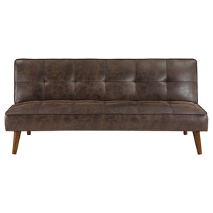 English Elm Ralston Upholstered Convertible Sofa Bed with Retro Angled Wood Legs, Leatherette Comfort & Springs Dark Coffee B062P353265
