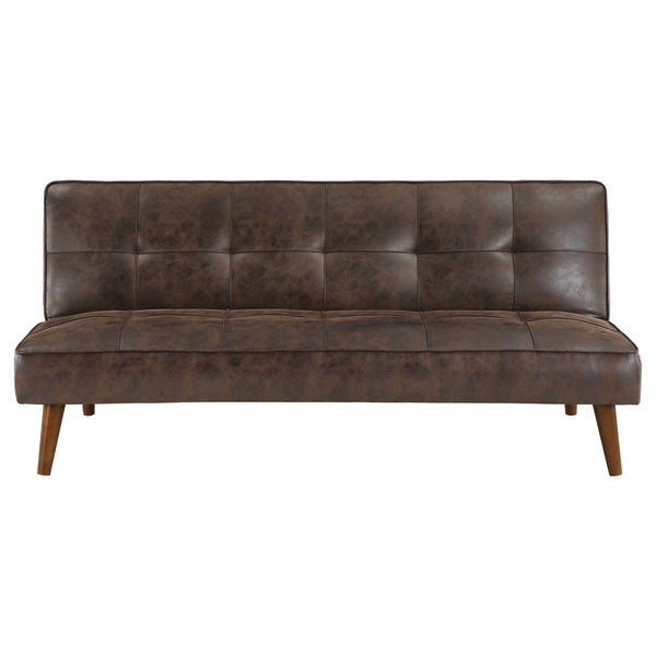English Elm Ralston Upholstered Convertible Sofa Bed with Retro Angled Wood Legs, Leatherette Comfort & Springs Dark Coffee B062P353265