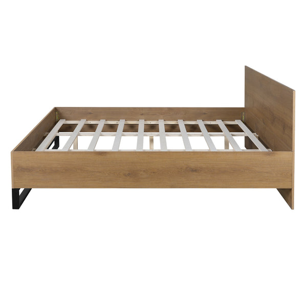 English Elm Christopher Knight Home® - Engineered Wood King Bed Frame - Modern Two-Tone Design With Natural Grain & Black Accents, Easy Assembly N770P283032N_N770P283033N