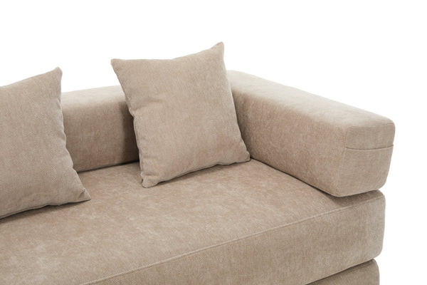 English Elm UNITED Folding Sofa Bed with Removable Cover Zipper, Chenille Memory Foam Sleeper for Small Spaces khaki W1568P293804