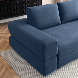 English Elm 81'' Corduroy Floor Sofa Convertible Loveseat Futon Sleeper with Foam Fill and Pillows Blue W1117P459733