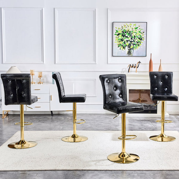English Elm 4-pack Pu High-back Dining Chairs with Powder-coated Metal Legs for Modern Kitchens Black W3875P371071