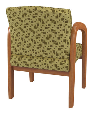 OSP Home Furnishings Medium Oak Wood Visitor Chair with Lumbar Support Taupe Fabric Seat for Office Reception Kiwi WD380-K109