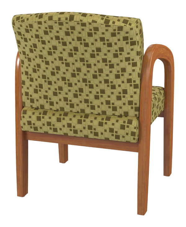 OSP Home Furnishings Medium Oak Wood Visitor Chair with Lumbar Support Taupe Fabric Seat for Office Reception Kiwi WD380-K109