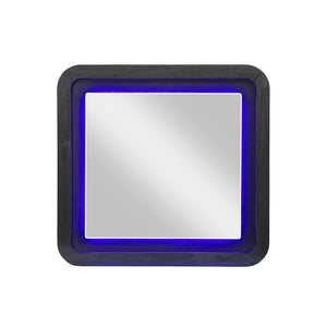 English Elm Beverly Large Black-White Dresser Mirror with Sleek Rounded MDF Frame and Attached Glass Accent Trim B201P391776