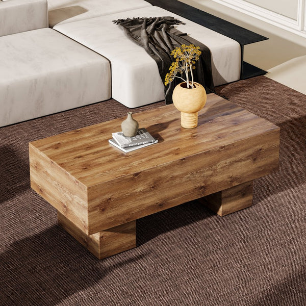 English Elm This modern rectangular coffee table with wood texture MDF, 300 lb capacity, easy 10-15 min assembly W1151P271517