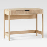 Holmes Modern Lift Top Standing Desk with Reeded Drawer Coastal Oak WEHOL42OS2CO0 Walker Edison