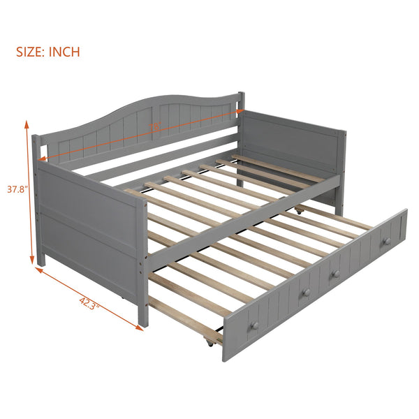 English Elm Twin Cottage Beadboard Daybed with Pull Out Trundle Solid Pine Guest Room Frame N708P357100E